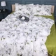 Простынь на резинке MirSon 200x220+25 см 00-1 Olive Flowers поплин (2200009699405) - изображение 1