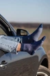 Носки с принтом цветные полосы высокие бесшовные дышащие качественные ORGANIC cotton черные JILL ANTONY 44-45 арт. 31012 - изображение 11