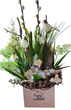 Пасхальная композиция с птенцами в розовом кашпо с домиком - изображение 4