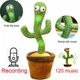 Танцующий поющий плюшевый кактус Dancing Cactus в горшке TikTok Игрушка-повторюшка с подсветкой 120 песен интерактивный на аккумуляторе - изображение 2