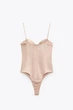 Жіночий корсетний боді Zara Satin Effect Bustier Corset Bodysuit XS Бежевий (3138/331/942) - зображення 5