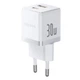 МЗП Baseus Palm Fast Charger Type-C+USB 30W (With Cable Type-C to Type-C 60W 1m) white - изображение 1