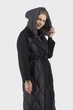 Жіночий однотонний пуховик casual з капюшоном і поясом, реглан рукав Basic (чорний, XL), 27642, 24920 - изображение 5