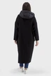 Жіноче вовняне пальто бочонок з капюшоном, чорне, стиль casual Basic (чорний, M), 43395, 24939 - зображення 4