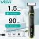 Аккумуляторный триммер для бороды и усов VGR V-017 3 насадки IPX5 / Электробритва для лица - изображение 7