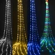 Гірлянда штора світлодіодна на вікно 212 LED 3х2м Синя з конектором для зʼєднання послідовно святкова новорічна прикраса - зображення 3