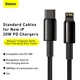 Кабель BASEUS Type-C to Lightning Tungsten Gold Fast Charging |2m, 20W, PD| (CATLWJ-A01) - изображение 6