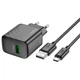 Мережевий зарядний пристрій Hoco CS21A Rich single port charger Type-C cable 18W Black - изображение 6