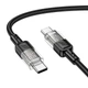 Кабель HOCO Spirit Type-C to Type-C transparent charging data cable U129 |60W/3A, 1.2M| black - изображение 3