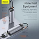 USB-Хаб Baseus Metal Gleam Series 9 в 1 Type-C Grey - зображення 4