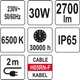 Прожектор з SMD-діодним випромін YATO: 30 Вт, 230 В,2850 Lm, на штативі h=0.6-1.22 м, кабель- 2м [6] - зображення 7