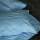 Комплект постільної білизни Cozy небесно-блакитний з вишитими гілками в тон Євро 200*220 см простирадло на резинці - изображение 2