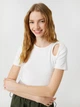 Футболка хлопковая короткая женская Koton 3SAL10210IK010 XS Белая (8683354804917) - изображение 4