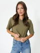 Футболка хлопковая короткая женская Koton 4SAK50132EK983 2XL Хаки (8684286214492) - изображение 4