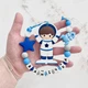Именной силиконовый грызунок для мальчика, прорезыватель для зубов, Космонавт темно-синий - изображение 1