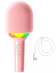 Караоке-мікрофон PlaySound Pink бездротовий з ефектом зміни голосу та RGB-підсвічуванням (Bluetooth/USB/TF), рожевий - зображення 3