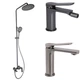 Набір 3 в 1 Qtap Slavonice QTSLA270GMB45924 Gunmetal Black PVD + QTSLA111GMB45910 + QTSLA255GMB45923 SET-Q6290 - зображення 1
