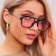 Солнцезащитные очки No Brand авиатор Celebrity с металлическим заушником розовые с черным - изображение 1