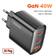 Зарядний пристрій Toocki GaN 40W Fast Charge на 3 порти 2 USB-C і 1 USB-A - зображення 1