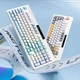 Ігрова клавіатура LANGTU L102, Дротова USB-Type-C, світлодіодне підсвічування RGB з екраном, клавіатура PBT, розкладка QWERTY ENG-UA - блакитний з білим - зображення 2