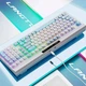 Ігрова клавіатура LANGTU L102, Дротова USB-Type-C, світлодіодне підсвічування RGB з екраном, клавіатура PBT, розкладка QWERTY ENG-UA - блакитний з білим - зображення 5