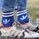 Мужские спортивные носки высокие с принтом Adidas цветные, Синие/42-45р. - изображение 4