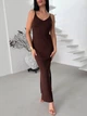 Сукня максі прямого крою на тонких бретелях (one size) Коричневе (008015) - зображення 2