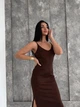 Сукня максі прямого крою на тонких бретелях (one size) Коричневе (008015) - зображення 3