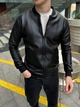 Cтильная Мужская куртка бомбер черная ТОП качества ромб leather BLACK , эко-кожа, размер S - изображение 3