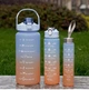 Набор спортивных бутылок для воды 3 в 1 с разметкой 300ml/800ml/2000ml (оранжево-голубые) - изображение 1