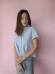 Рубашка женская Oversize укороченная в белую полоску Pigalle Голубая 11414 XS (40-42) - изображение 4