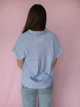 Рубашка женская Oversize укороченная в белую полоску Pigalle Голубая 11414 XS (40-42) - изображение 6