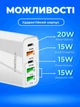 Зарядное устройство Linktech 65W Быстрая зарядка 3 USB-A + 2 Type-C Адаптер для питания Блок питания телефона блок зарядки белый - изображение 2