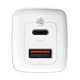 Сетевое зарядное устройство блочок адаптер для телефона Baseus GaN2 Lite Quick Charger 65W (1 Type-C + 1 USB) Белый - изображение 3