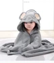 Детское полотенце уголок с капюшоном Baby Towel Слоник 80x80 см серое для купания младенцев, мальчика, девочки - изображение 2