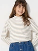 Детская теплая водолазка-гольф в полоску для девочки UNIQLO 270507880 104 см Бежевая (1159830120) - изображение 2