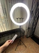 Кольцевая LED лампа 45 см на штативе (2,1м) сенсорная, 3 режима света + 3 держателя для телефона, лампа блогера, Лед лампа - изображение 2