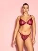 Комплект белья (лиф+трусики стринги) со стразами Victoria's Secret Sheer Shine 85C/L бордовый - изображение 1