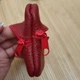 Ключница длинная из кожи красная длинная 2 отдела 15×8см - изображение 6