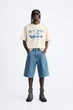 Шорти вільні джинсові Zara Baggy Fit 36 блакитний 5575/498/403 - изображение 1