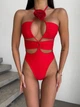 Слитный купальник с завязками, красный, M - изображение 1