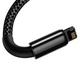 Кабель Baseus Tungsten Gold Fast Charging Data Cable USB to iP 2.4A 1m Black CALWJ-01 - изображение 5