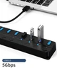 Активний USB 3.0 хаб на 7 портів з індивідуальними вимикачами, кабель 1.2м, 1 порт 3.0, 6 портів 2.0, підключення додаткового живлення - зображення 3