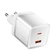 Зарядний пристрій ESSAGER EZCT70 Gan 1USB 1Type-C 70W white - зображення 2