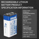 Аккумулятор крона PUJIMAX 9V 800mAh Li-Ion USB type-C комплект 2 шт - изображение 5