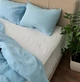 Комплект из премиального 4-х слойного муслина LavSon Полутораспальный 150х220 Голубой с простыней на резинке 90х200х25 ранфорс Белый - изображение 5