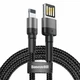 Кабель для Iphone 1м. USB to Lightning Cafule Special Edition 2.4A grey/black, Baseus для зарядки та передачі даних (CALKLF-GG1) - зображення 1