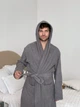 Мужской халат с капюшоном COSY махровый Fortune L серый 925H1 - изображение 4