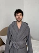 Мужской халат с капюшоном COSY махровый Fortune L серый 925H1 - изображение 5
