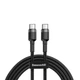 Кабель Baseus Cafule PD2.0 60W flash charging USB Type-C-Type-C (20V 3A)1M Grey+Black (CATKLF-GG1) - зображення 1